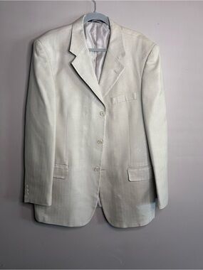 croft & barrow Light Cream Men's Blazer - Single-Breasted Sport Coat 42L silk